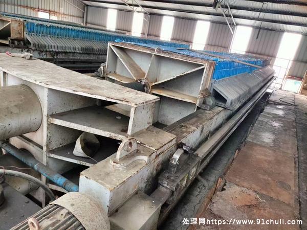 

杭州金峰450平方板框压滤机，带泵附件齐，低价售