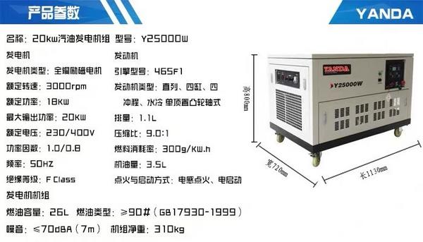 

YANDA 20kw静音全铜发电机 全新